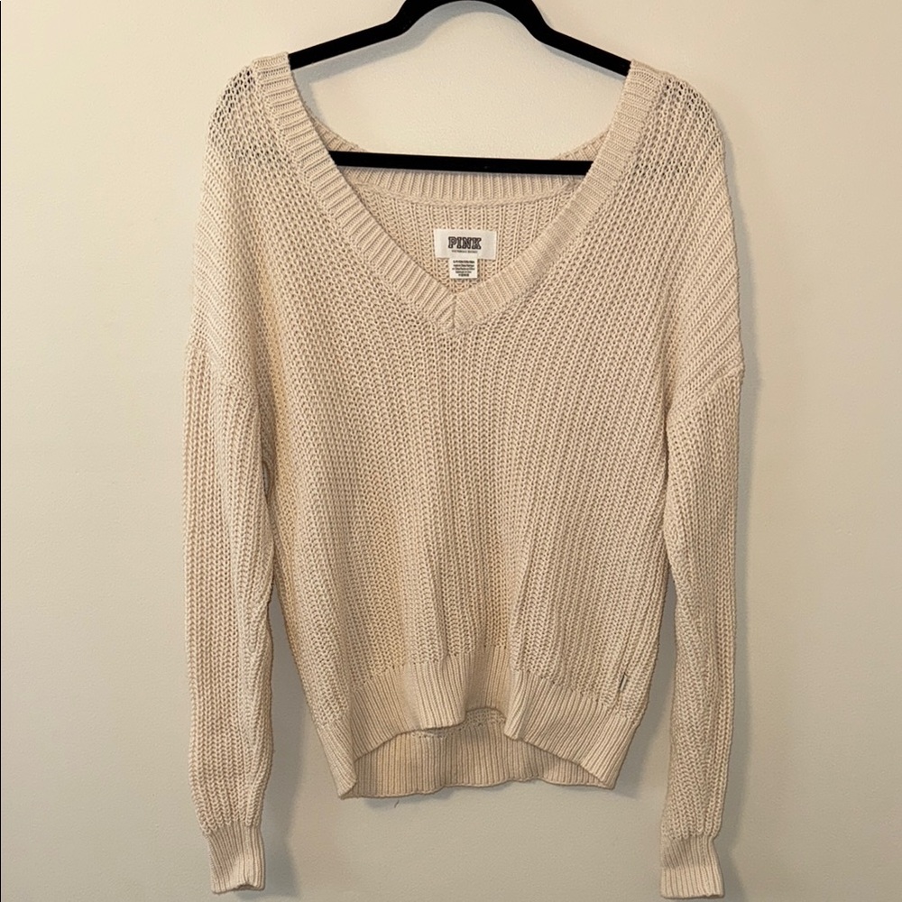 PINK Women's Cream Sweater